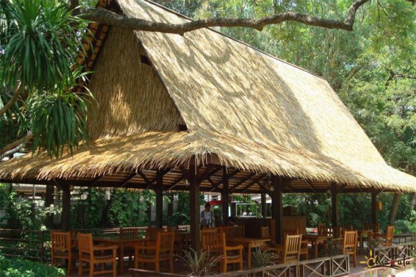 山西塑料茅草农庄_休闲区仿真茅草庄园_经典农家乐特色茅草屋案例